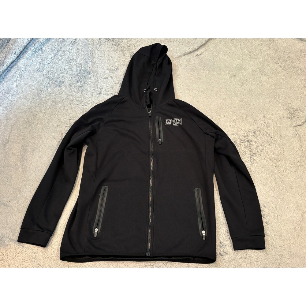 MTN OPS Premium Apparel Mens XL Black Full Zip Hoodie Performance Jacket Logo